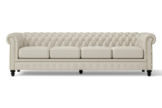 Aversa 4 Seater Sofa Cream Leather