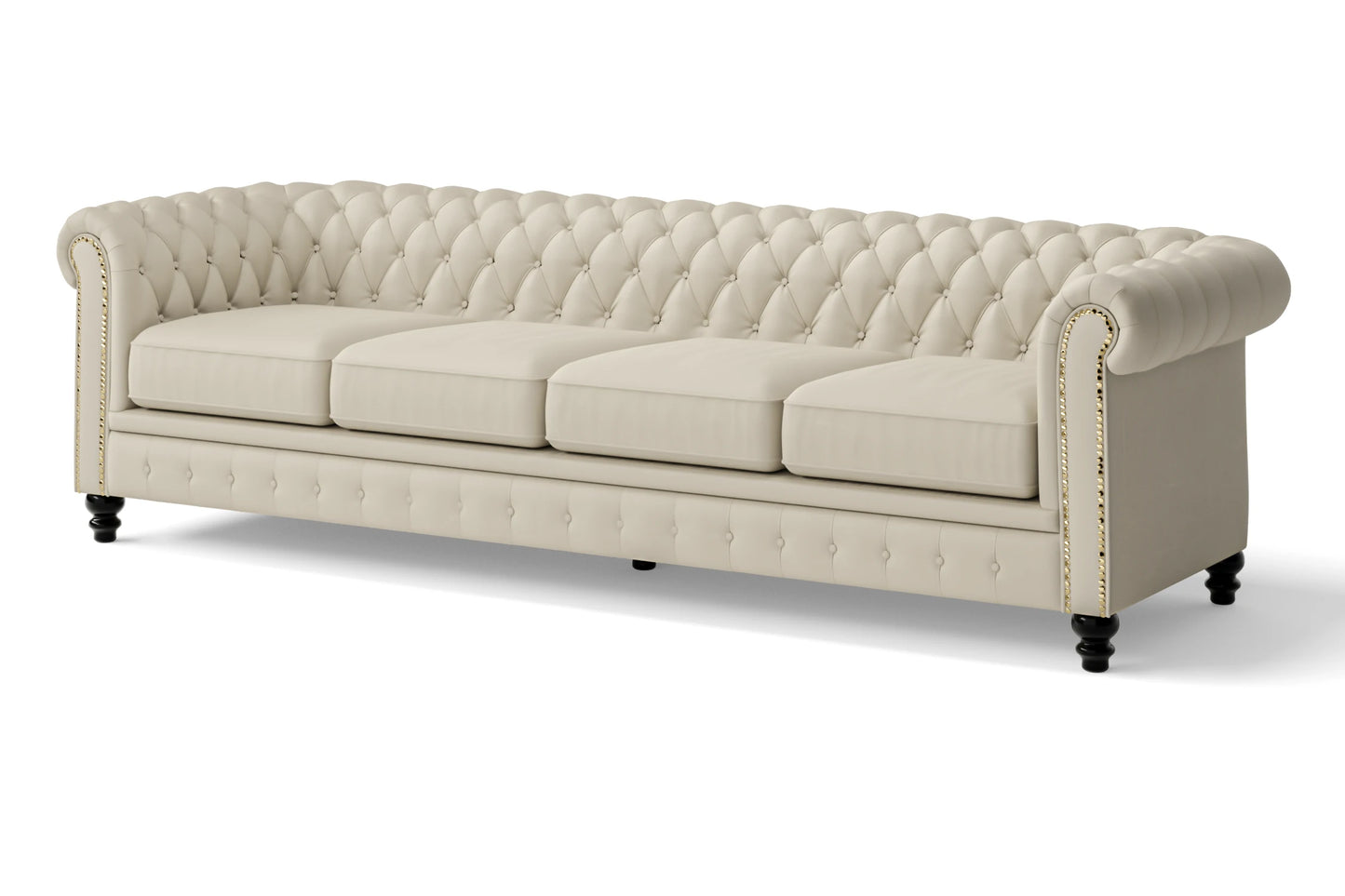 Aversa 4 Seater Sofa Cream Leather