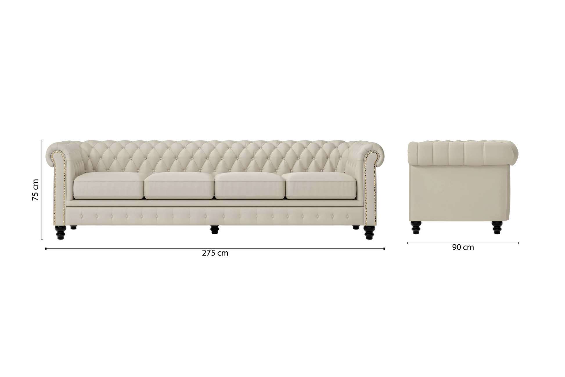 Aversa 4 Seater Sofa Cream Leather