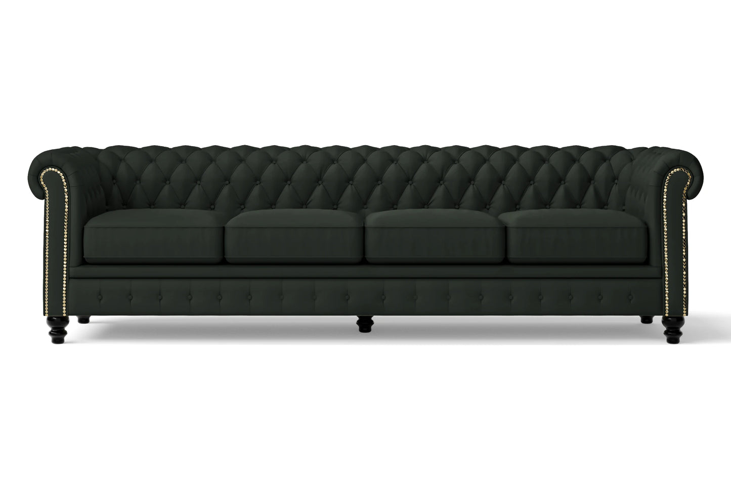 Aversa 4 Seater Sofa Green Leather