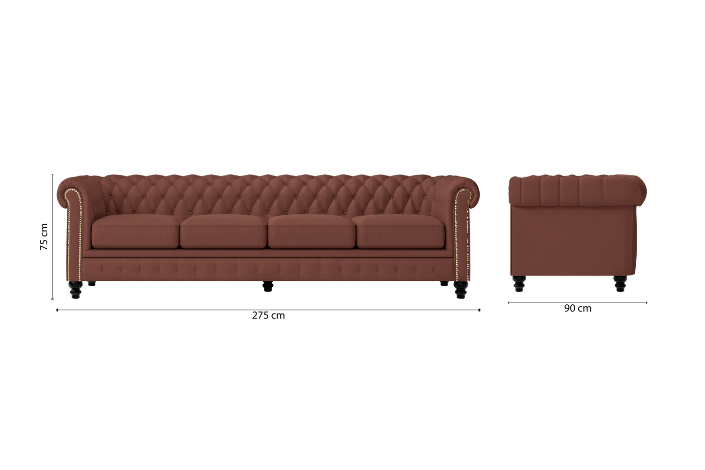 Aversa 4 Seater Sofa Mauve Leather