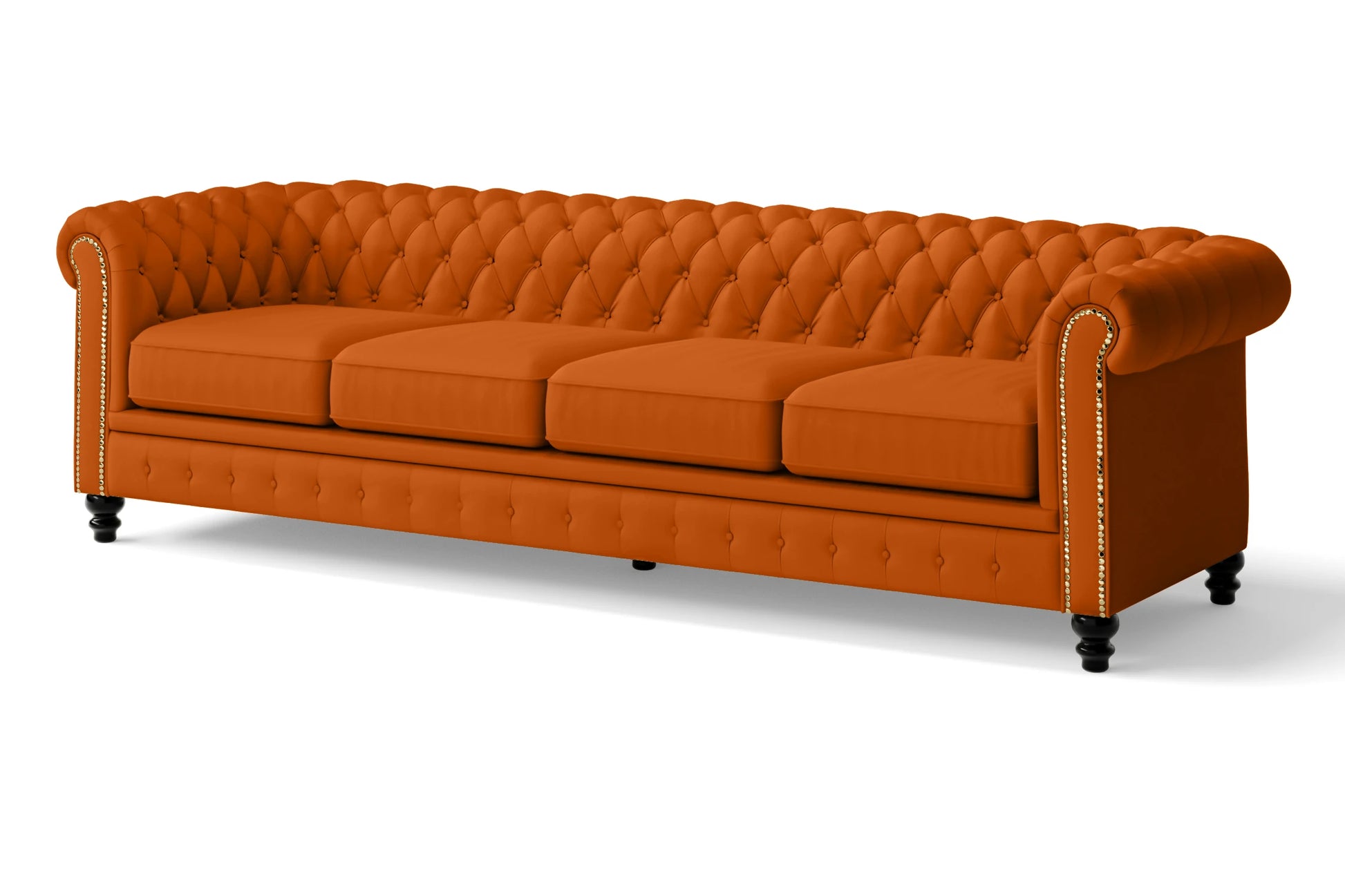 Aversa 4 Seater Sofa Orange Leather