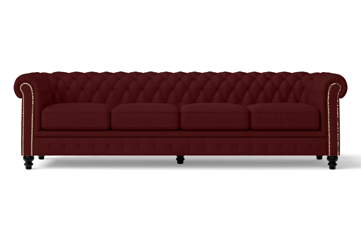 Aversa 4 Seater Sofa Red Leather