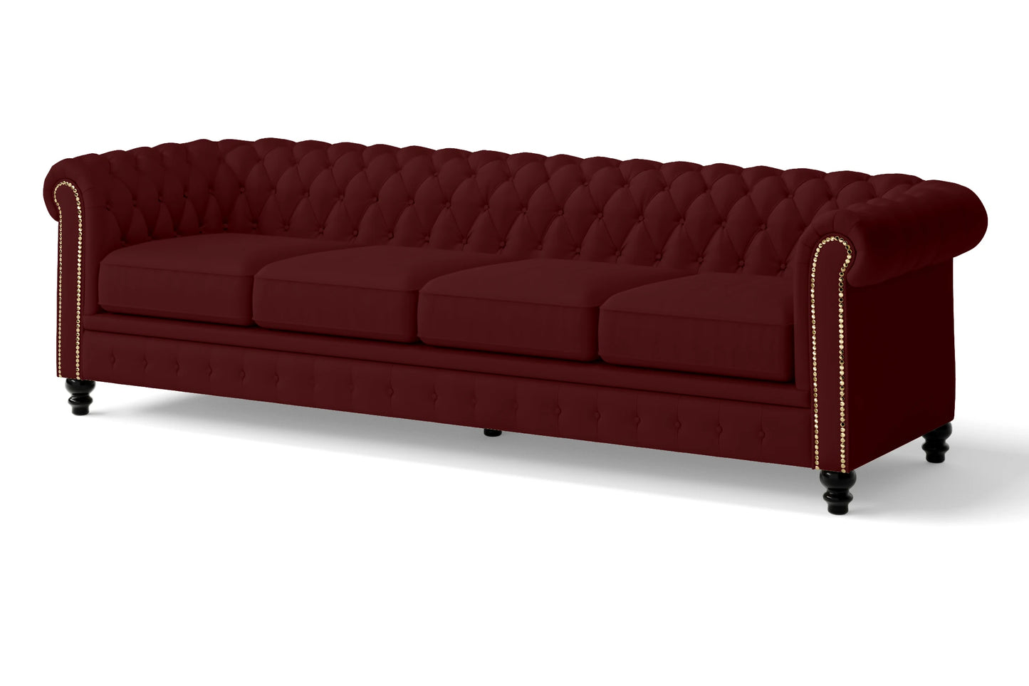 Aversa 4 Seater Sofa Red Leather