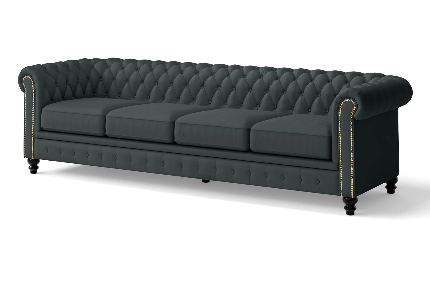 Aversa 4 Seater Sofa Slate Leather