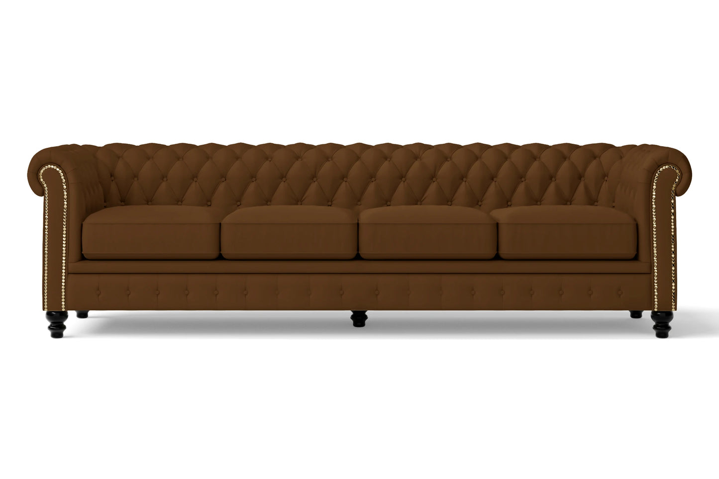 Aversa 4 Seater Sofa Walnut Brown Leather