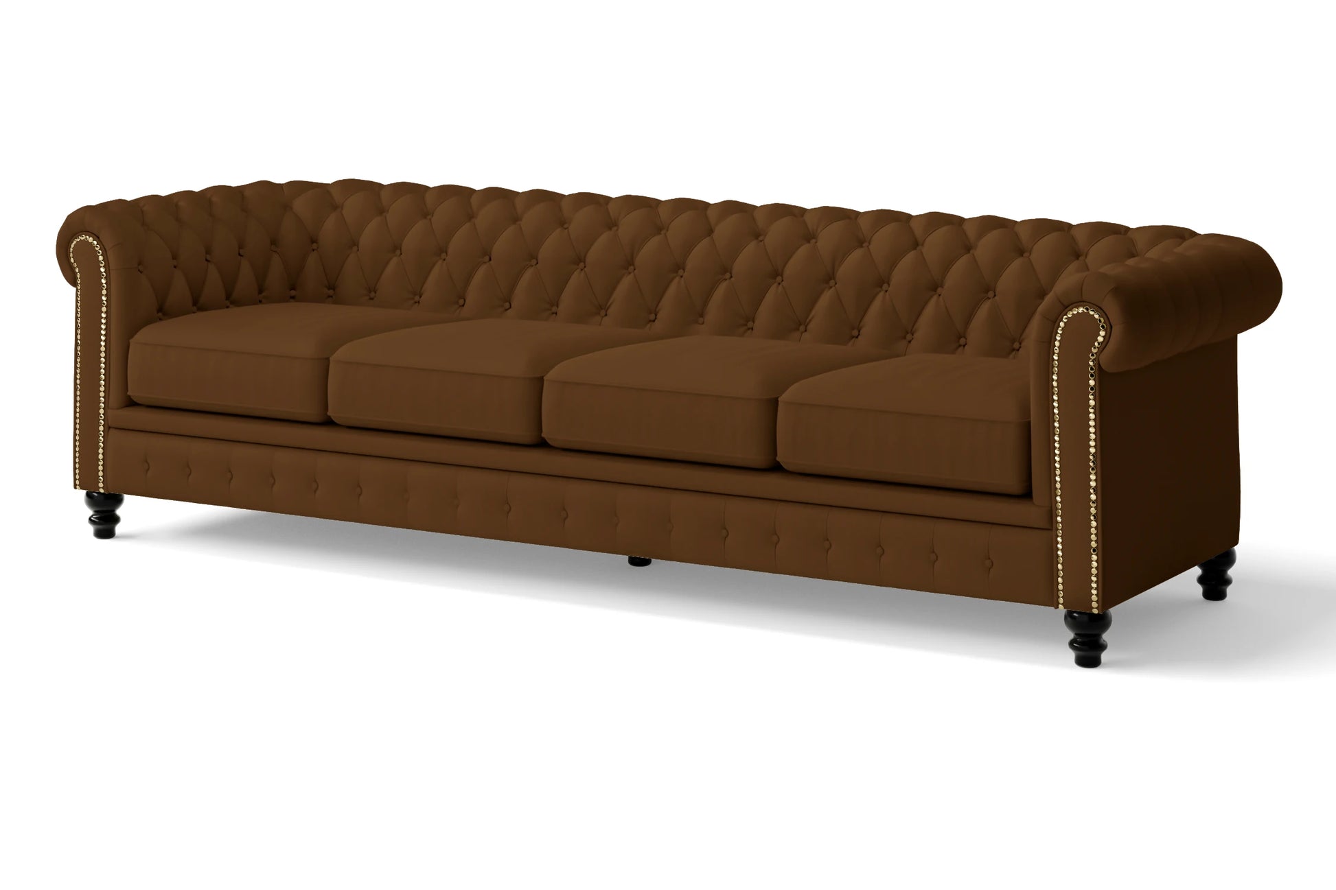 Aversa 4 Seater Sofa Walnut Brown Leather