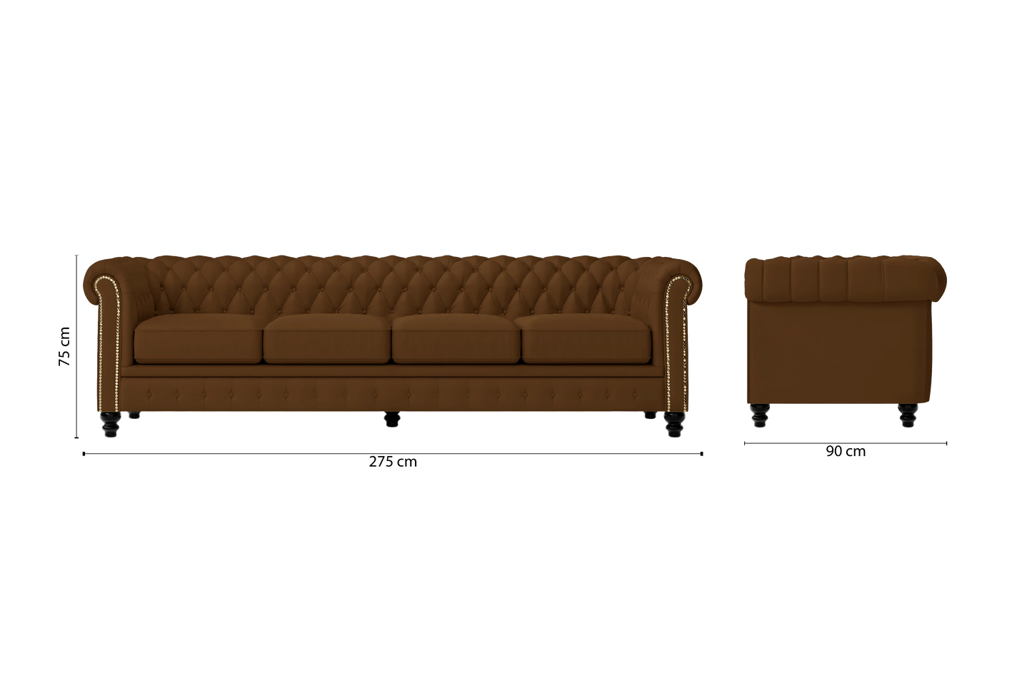 Aversa 4 Seater Sofa Walnut Brown Leather