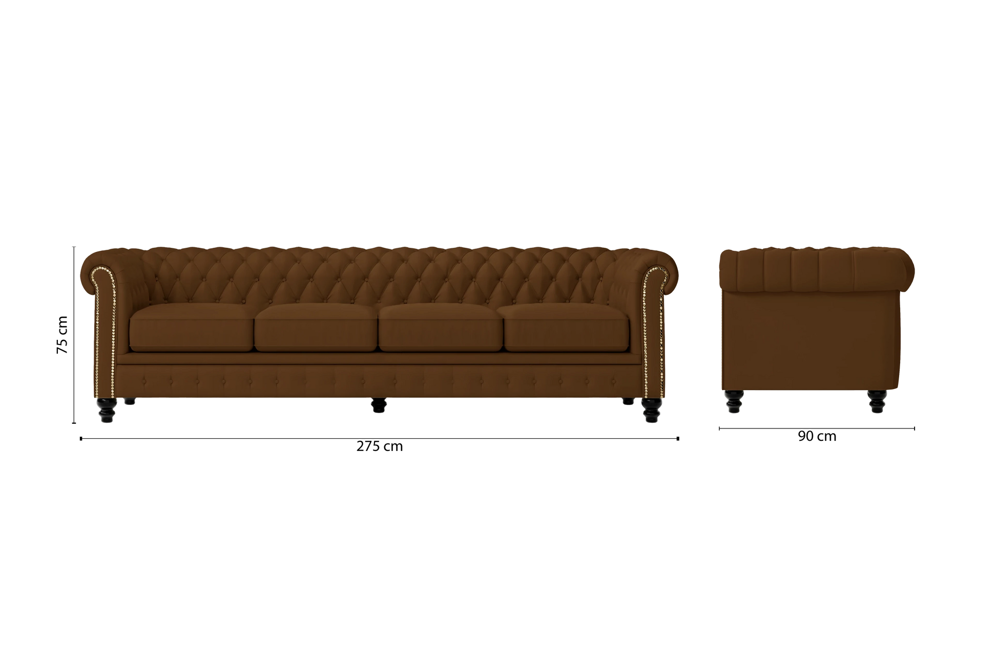 Aversa 4 Seater Sofa Walnut Brown Leather