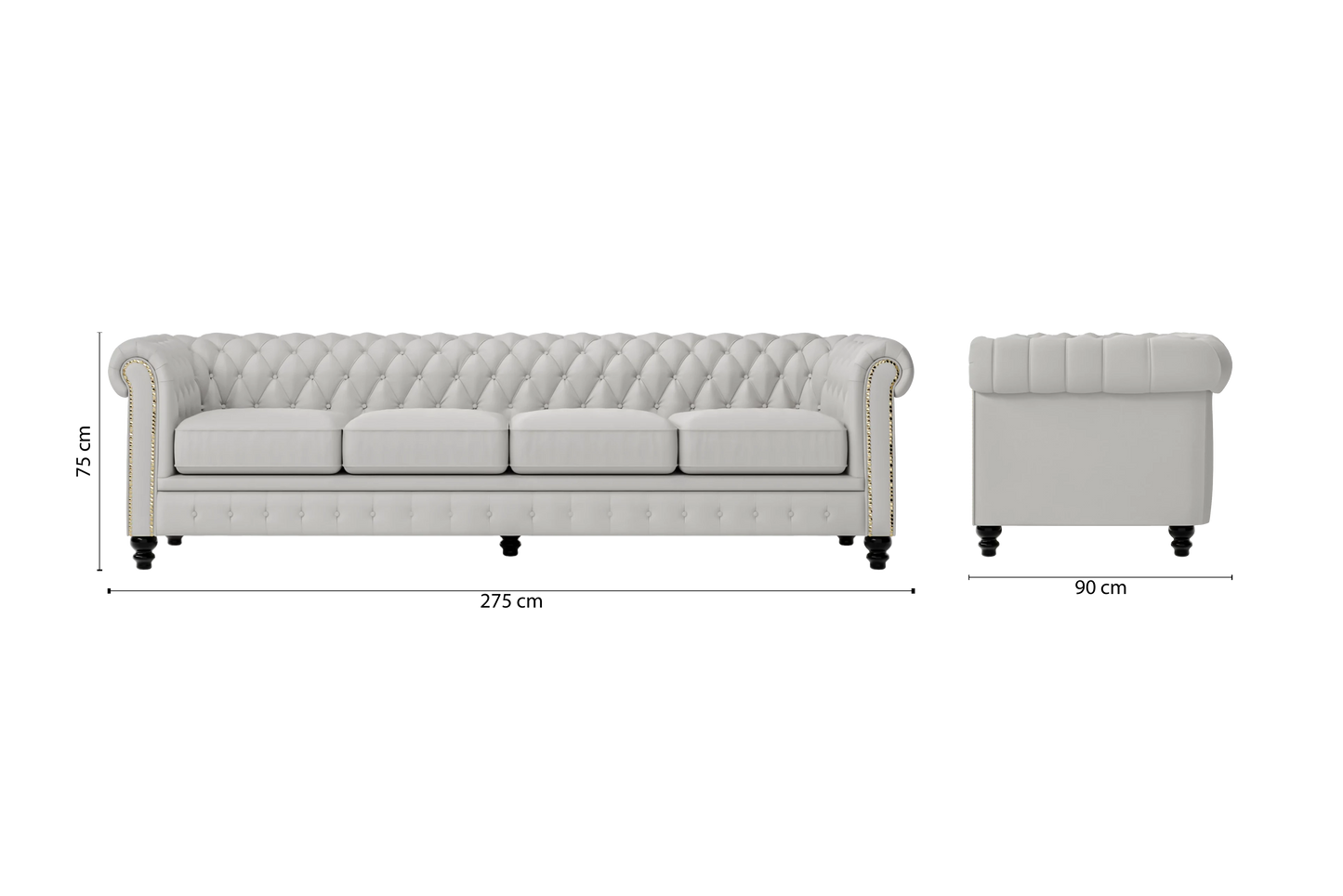 Aversa 4 Seater Sofa White Leather