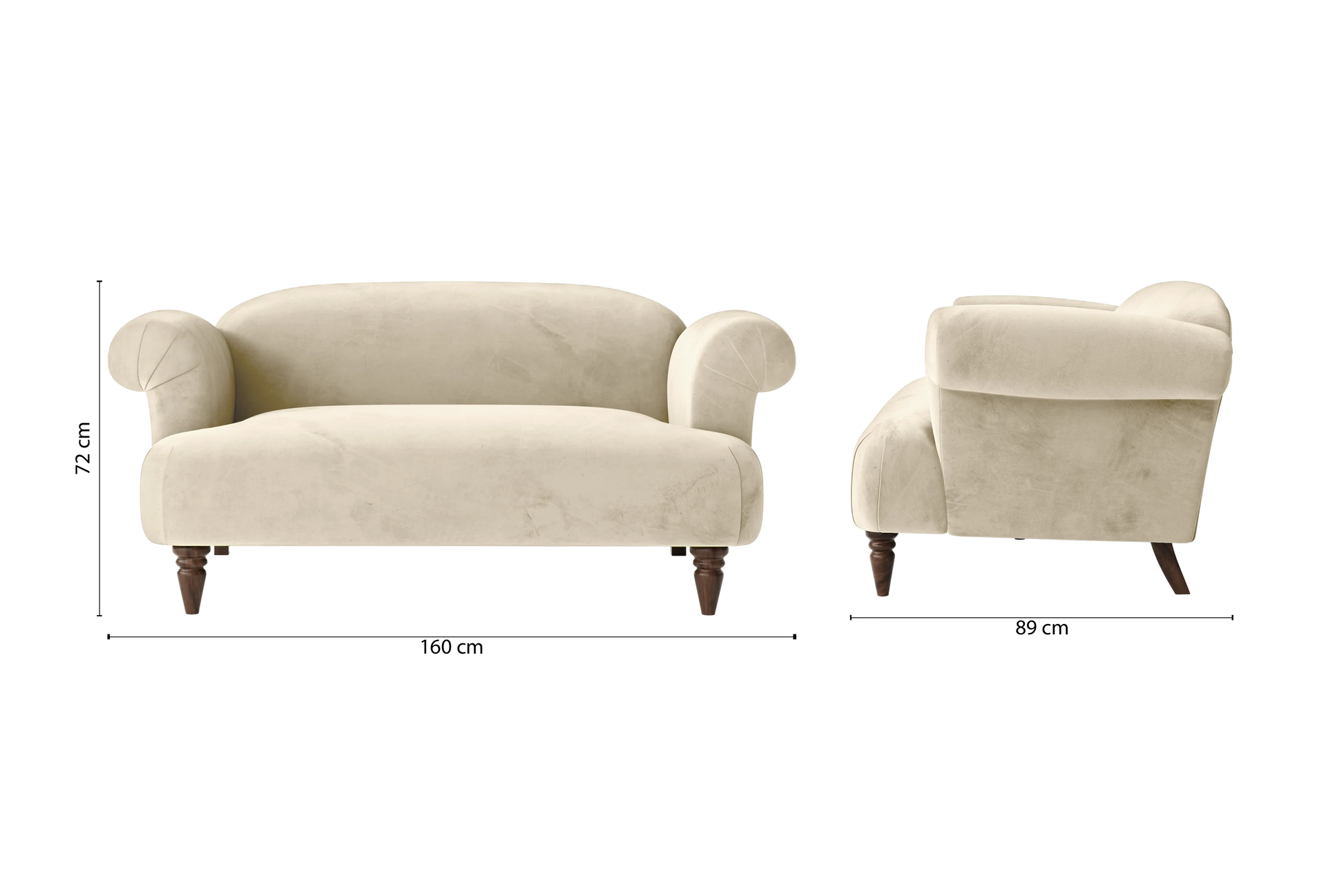 Barberton 2 Seater Sofa Cream Velvet