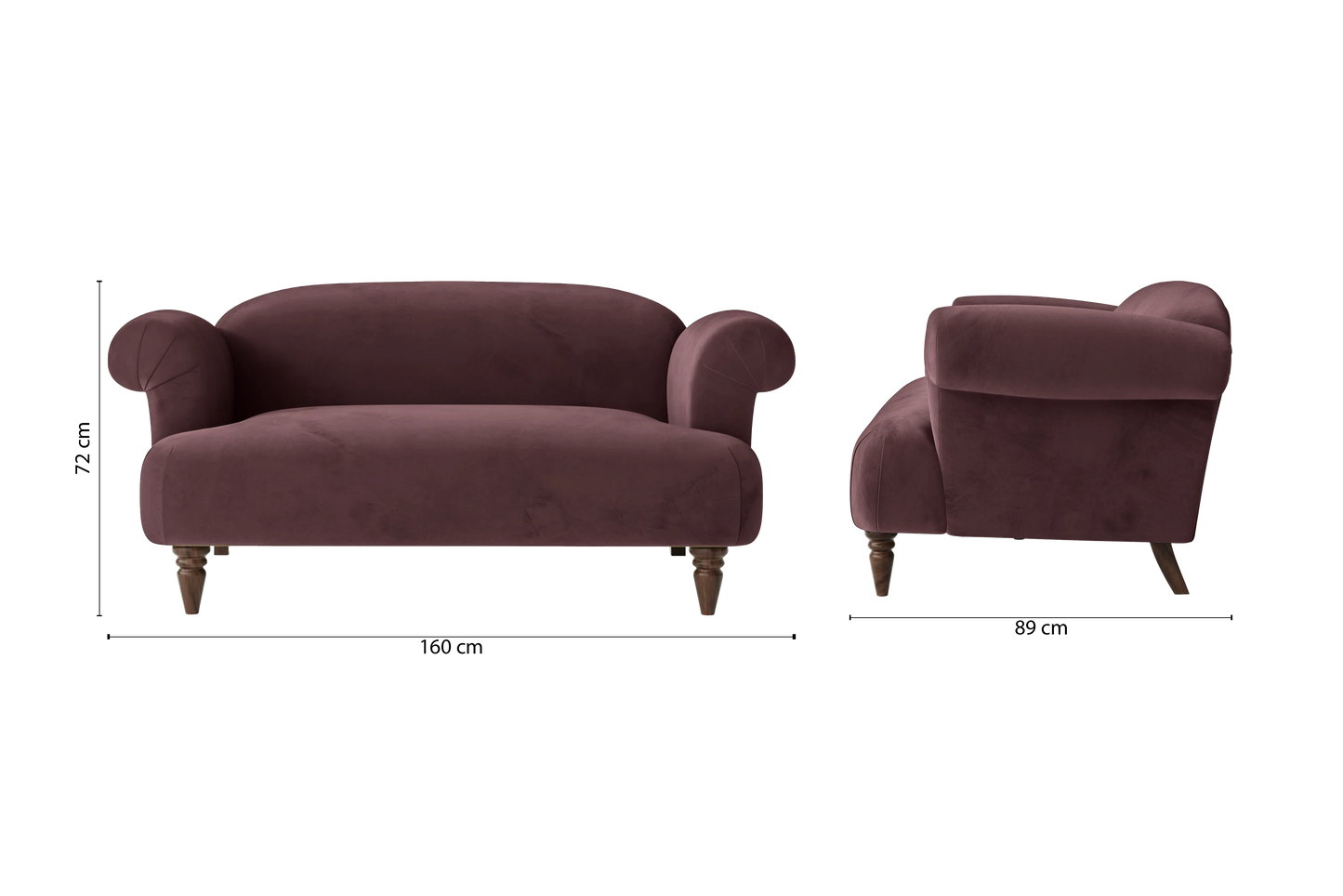 Barberton 2 Seater Sofa Grape Velvet