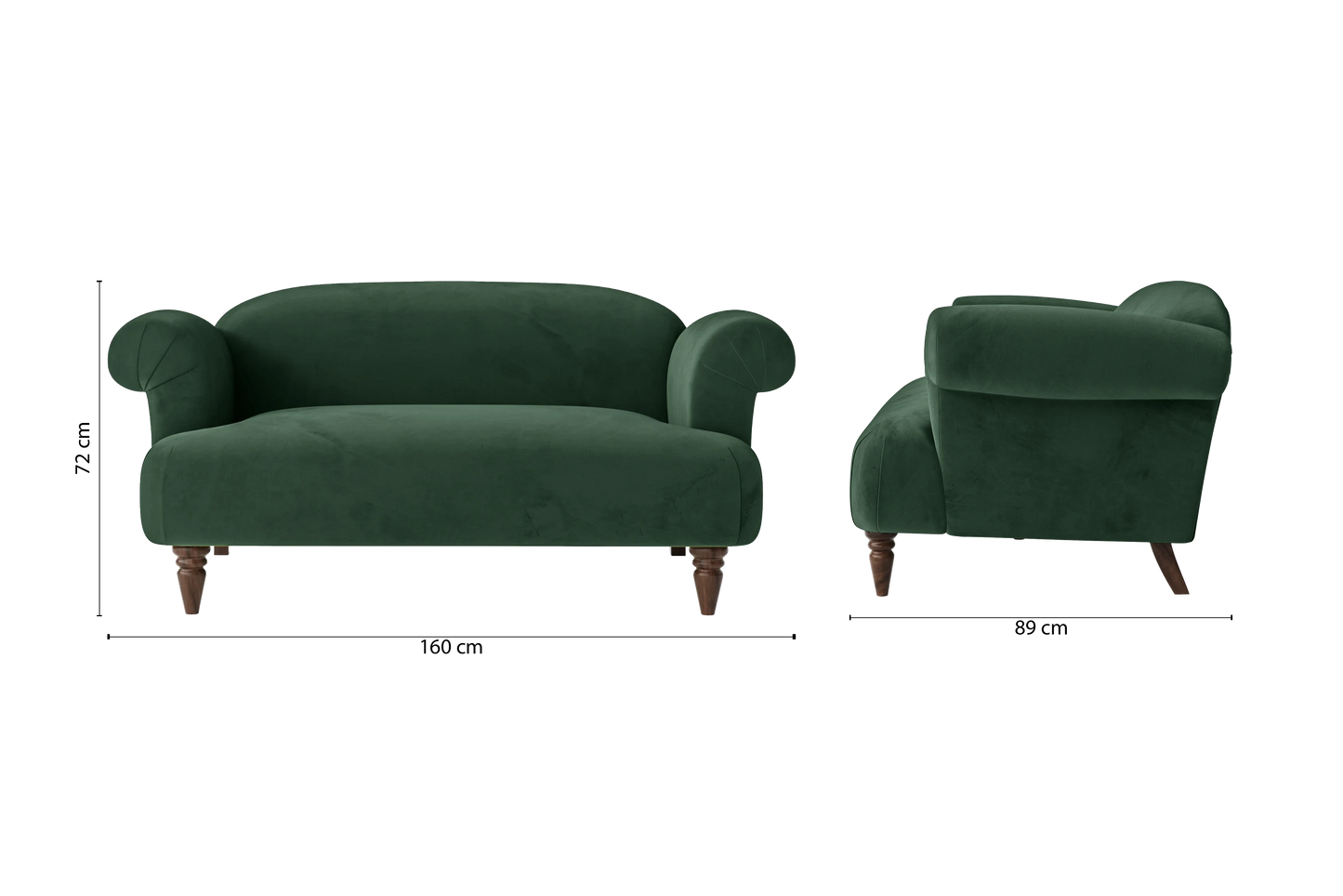 Barberton 2 Seater Sofa Green Velvet