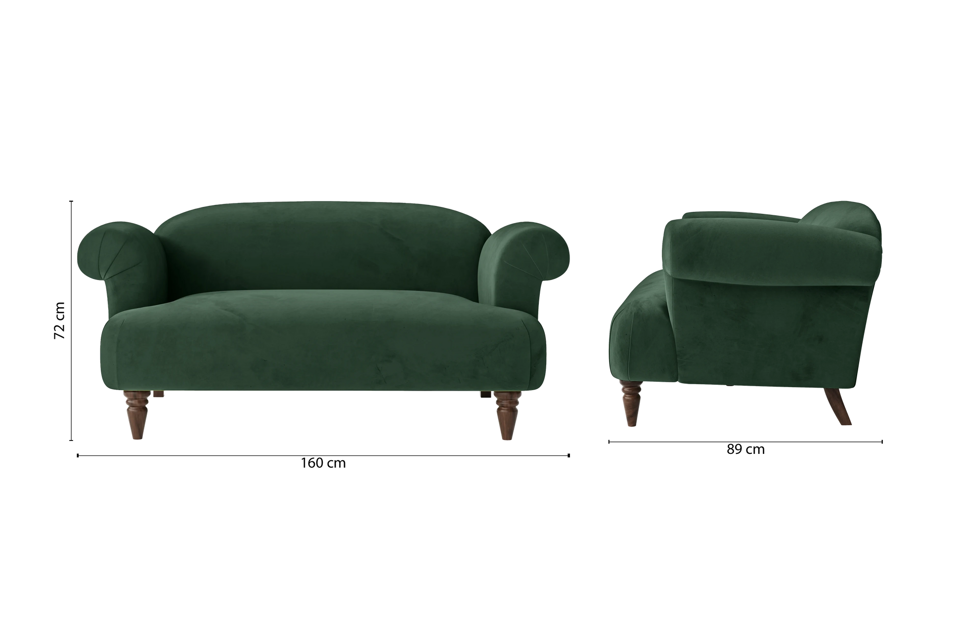 Barberton 2 Seater Sofa Green Velvet