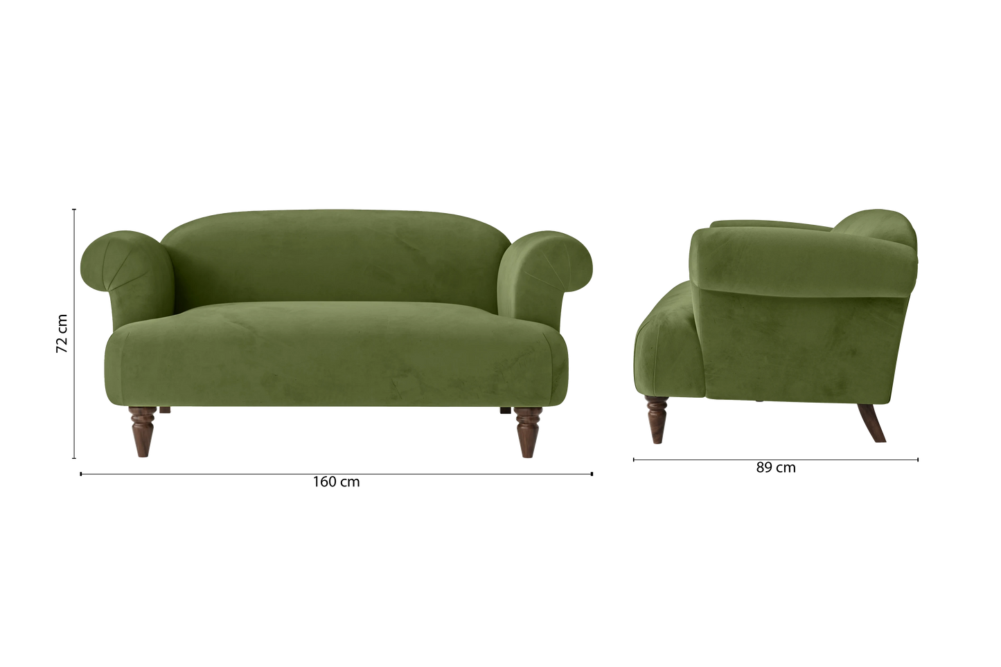 Barberton 2 Seater Sofa Lime Velvet