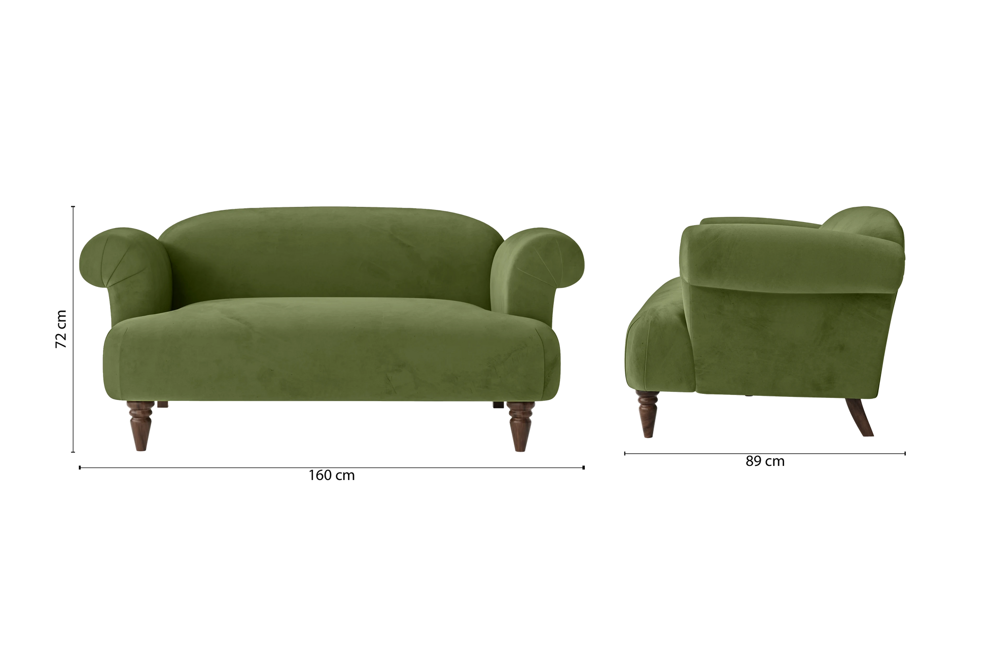 Barberton 2 Seater Sofa Lime Velvet