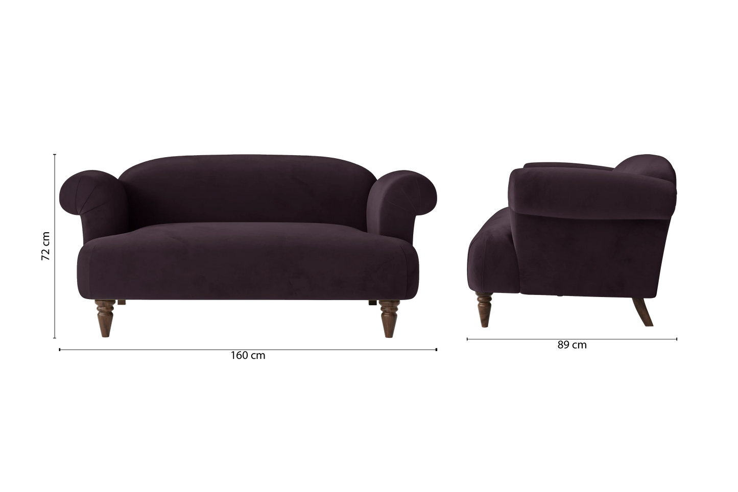 Barberton 2 Seater Sofa Purple Velvet