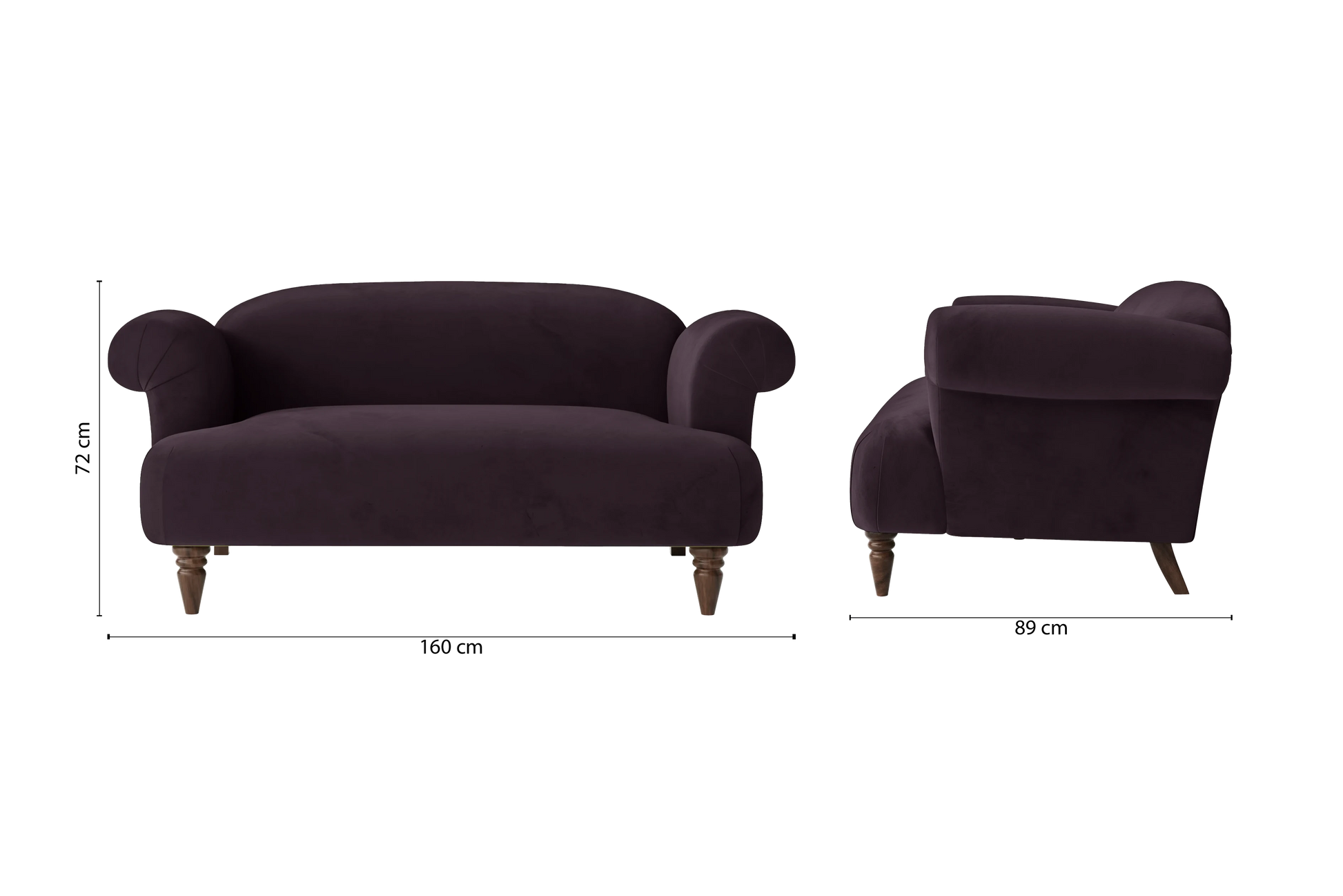 Barberton 2 Seater Sofa Purple Velvet