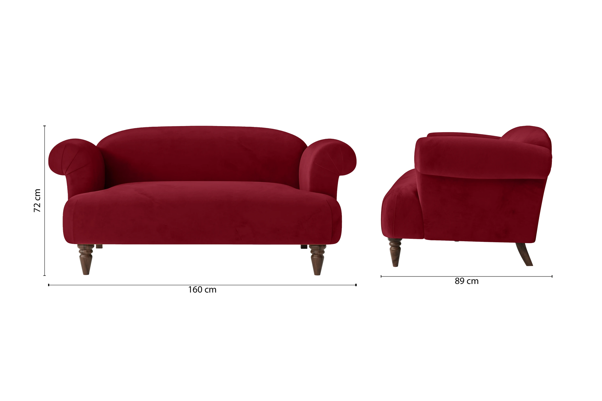 Barberton 2 Seater Sofa Red Velvet