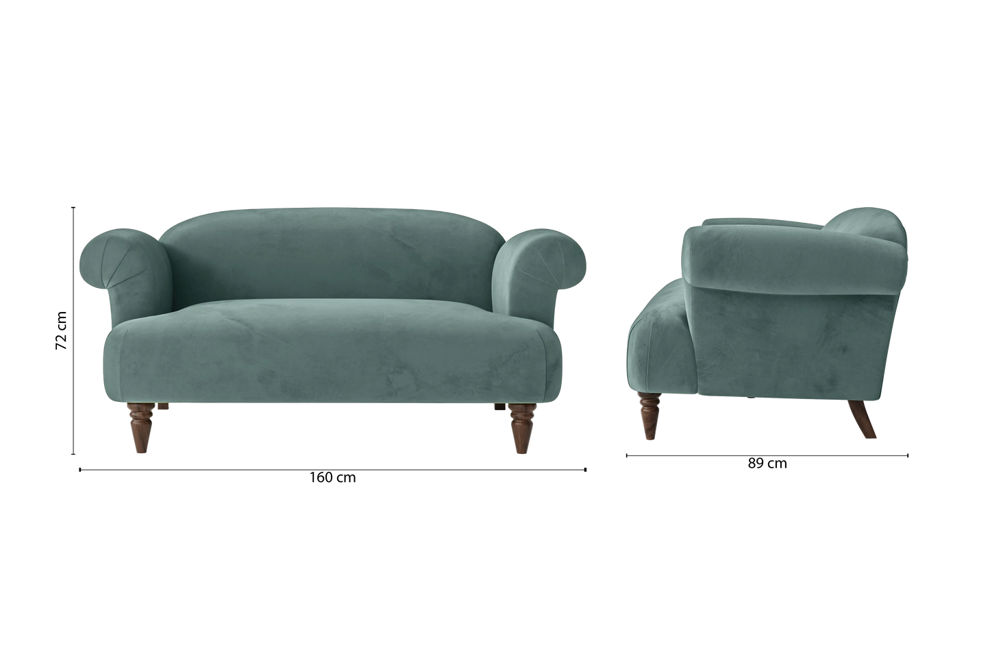 Barberton 2 Seater Sofa Teal Velvet