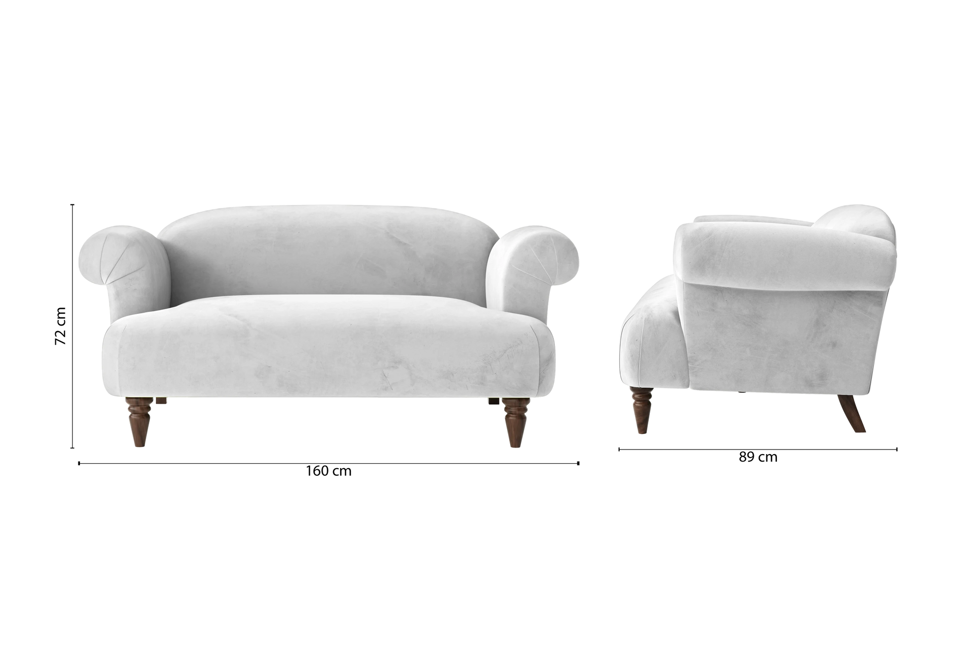 Barberton 2 Seater Sofa White Velvet