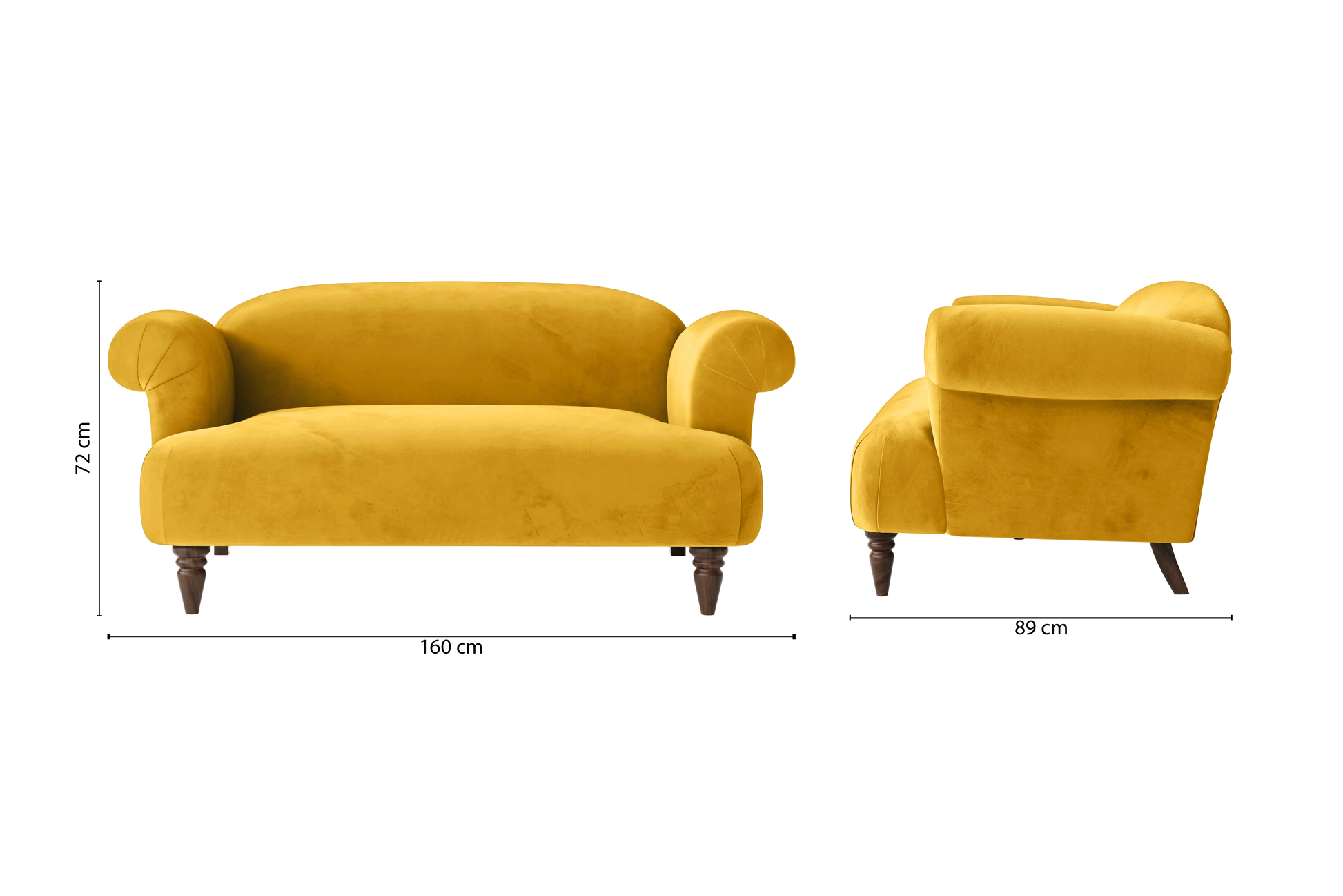 Barberton 2 Seater Sofa Yellow Velvet