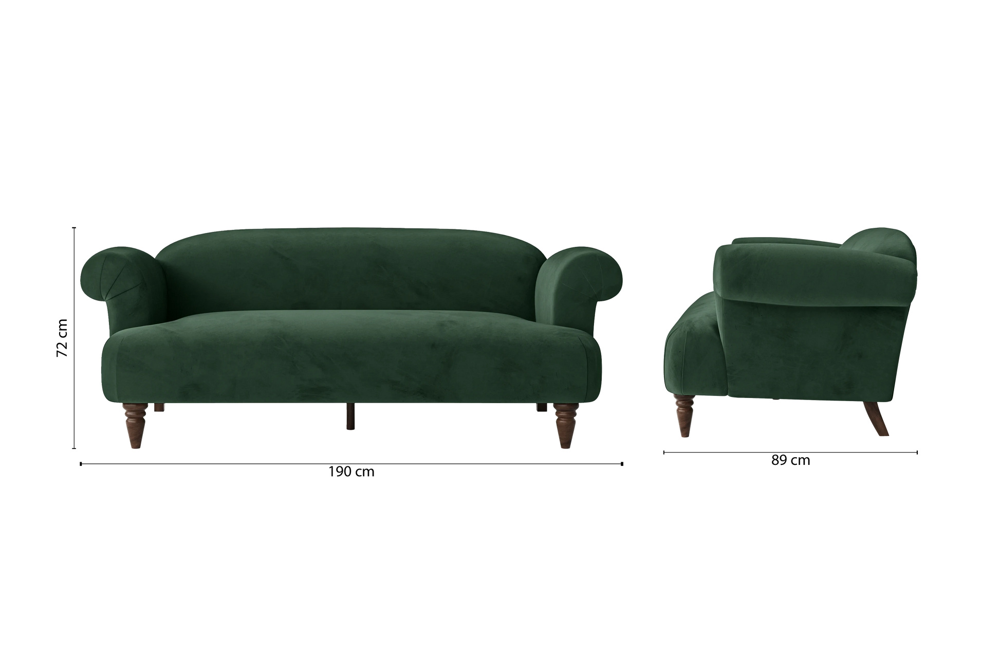 Barberton 3 Seater Sofa Green Velvet