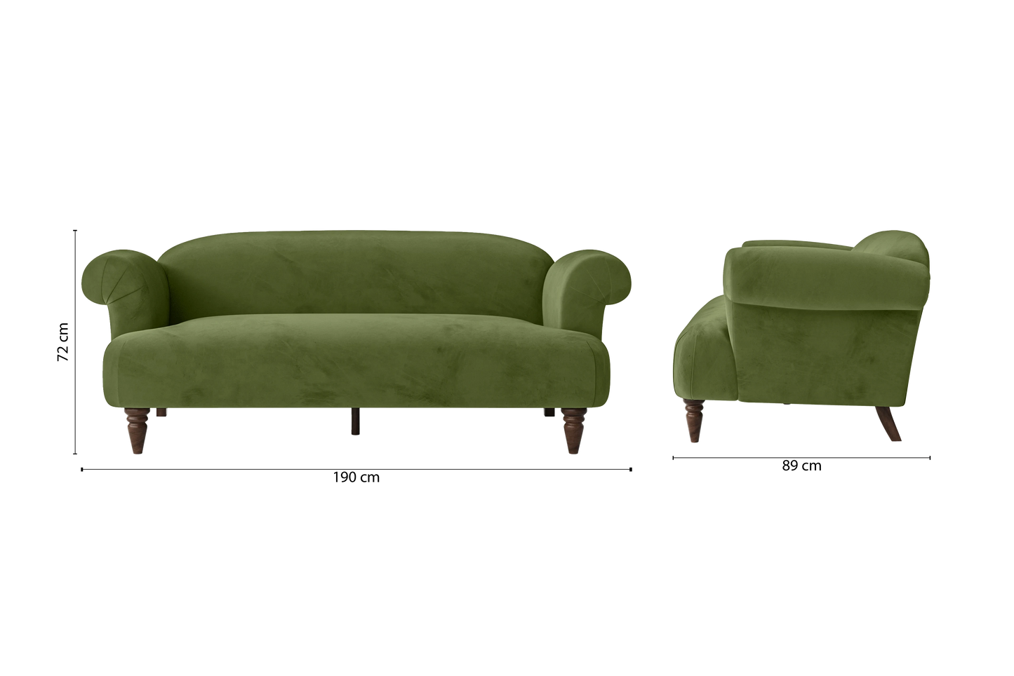 Barberton 3 Seater Sofa Lime Velvet