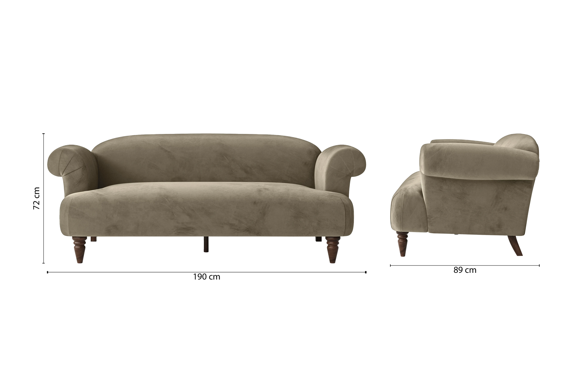 Barberton 3 Seater Sofa Sand Velvet