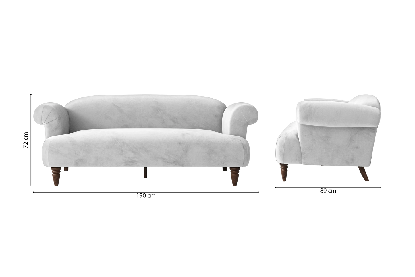 Barberton 3 Seater Sofa White Velvet