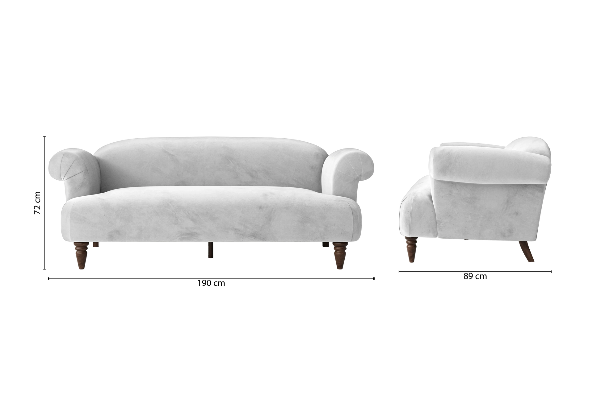 Barberton 3 Seater Sofa White Velvet