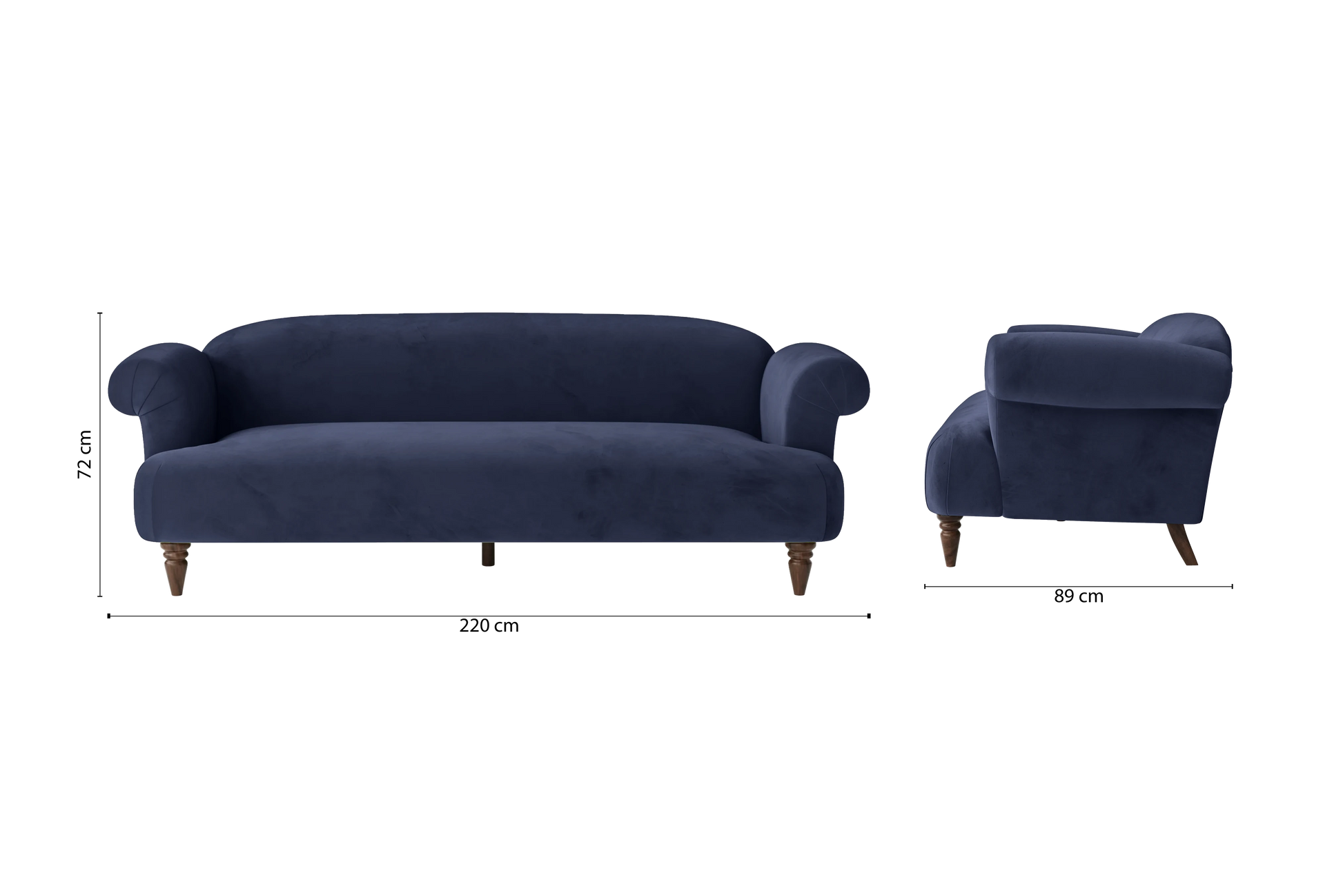 Barberton 4 Seater Sofa Dark Blue Velvet