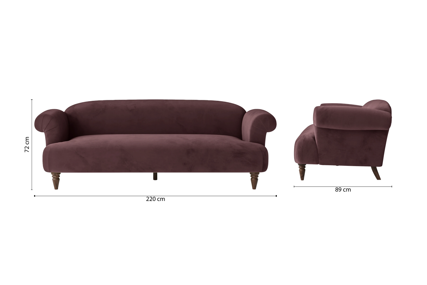 Barberton 4 Seater Sofa Grape Velvet