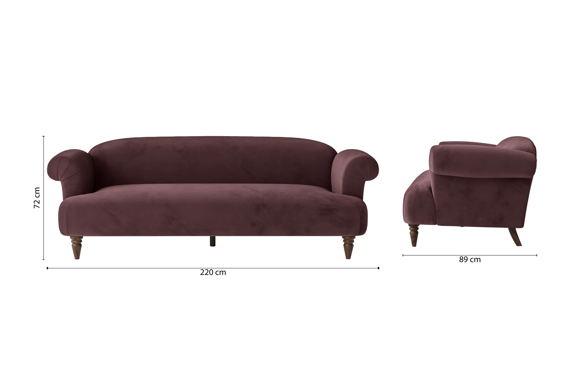 Barberton 4 Seater Sofa Grape Velvet