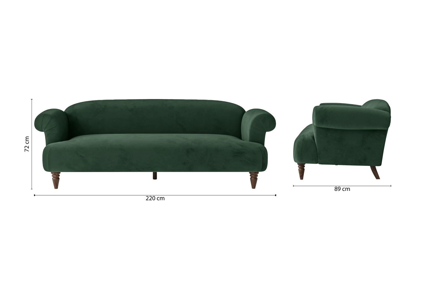 Barberton 4 Seater Sofa Green Velvet