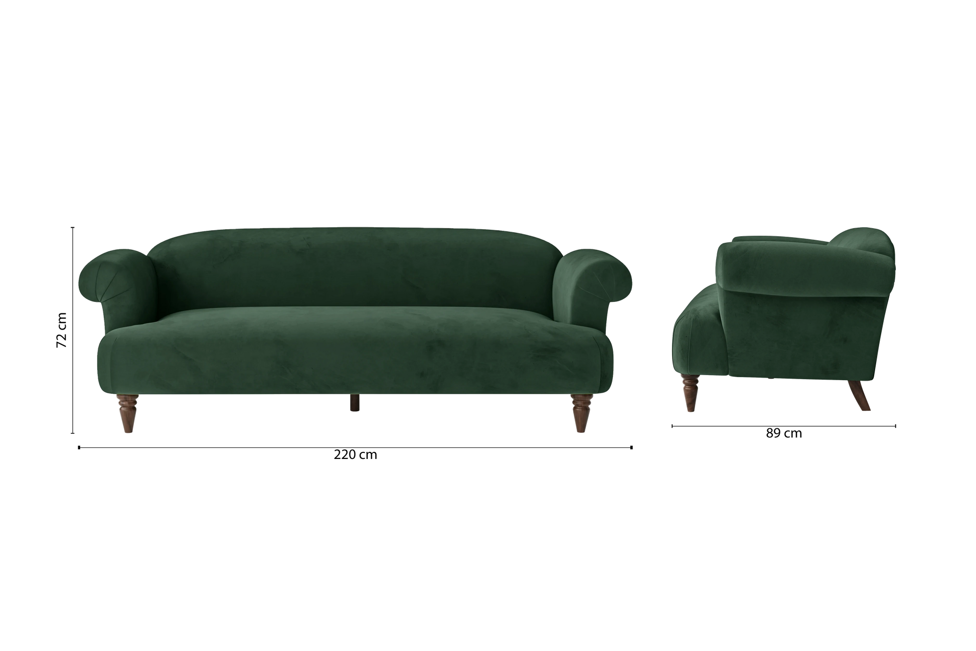 Barberton 4 Seater Sofa Green Velvet