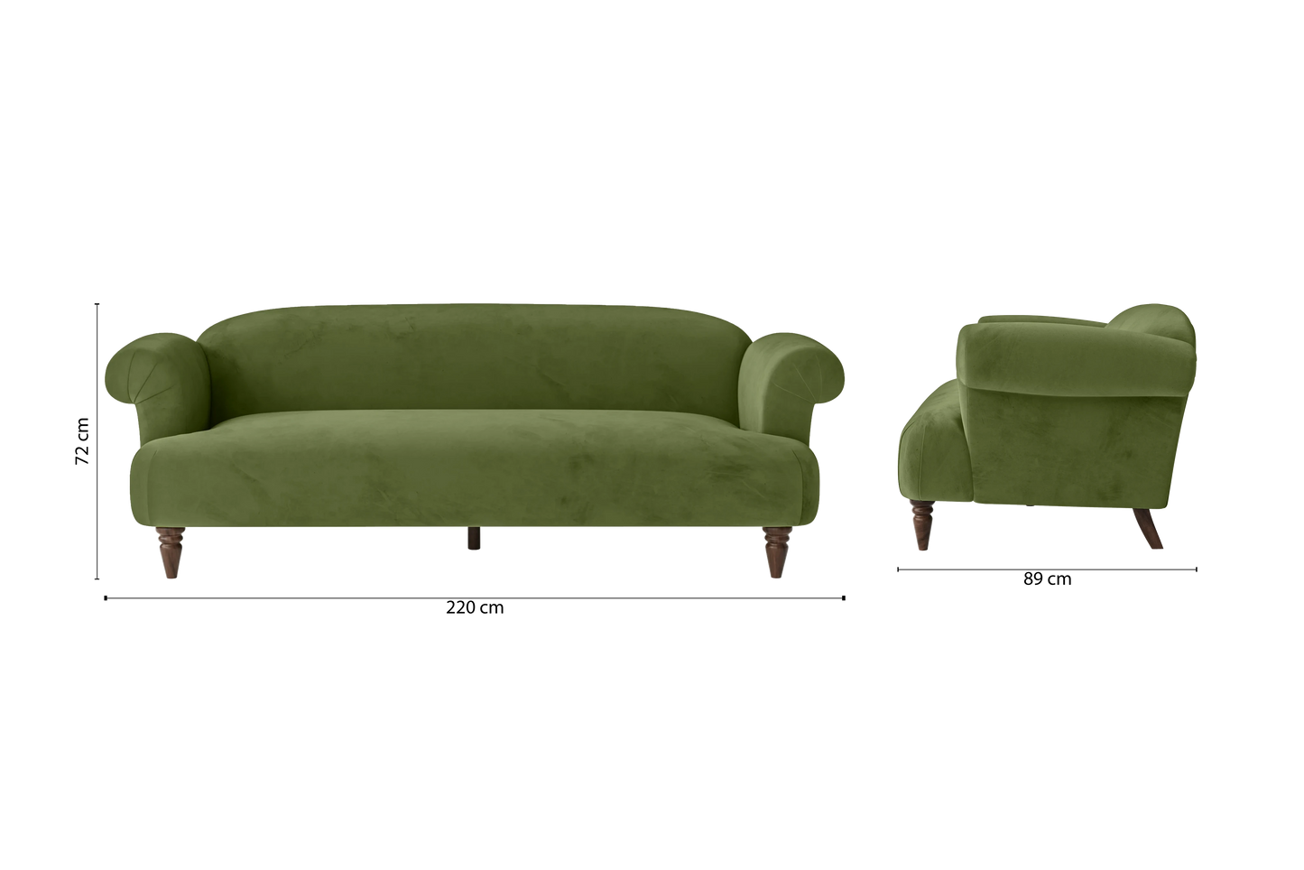 Barberton 4 Seater Sofa Lime Velvet