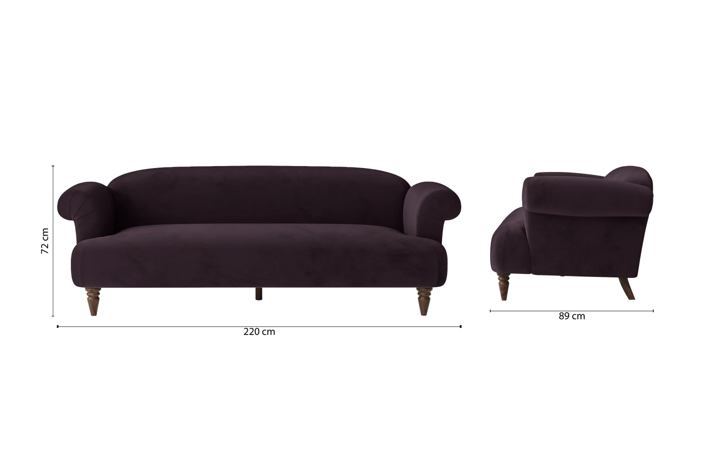 Barberton 4 Seater Sofa Purple Velvet