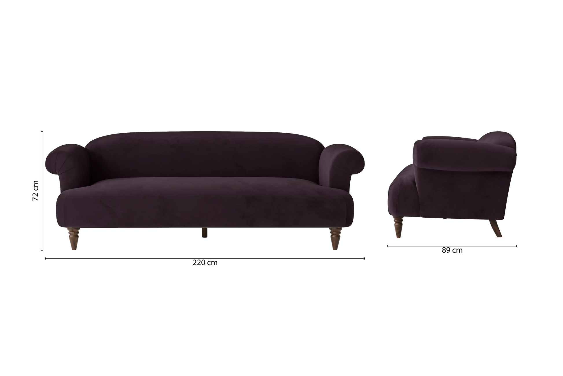 Barberton 4 Seater Sofa Purple Velvet