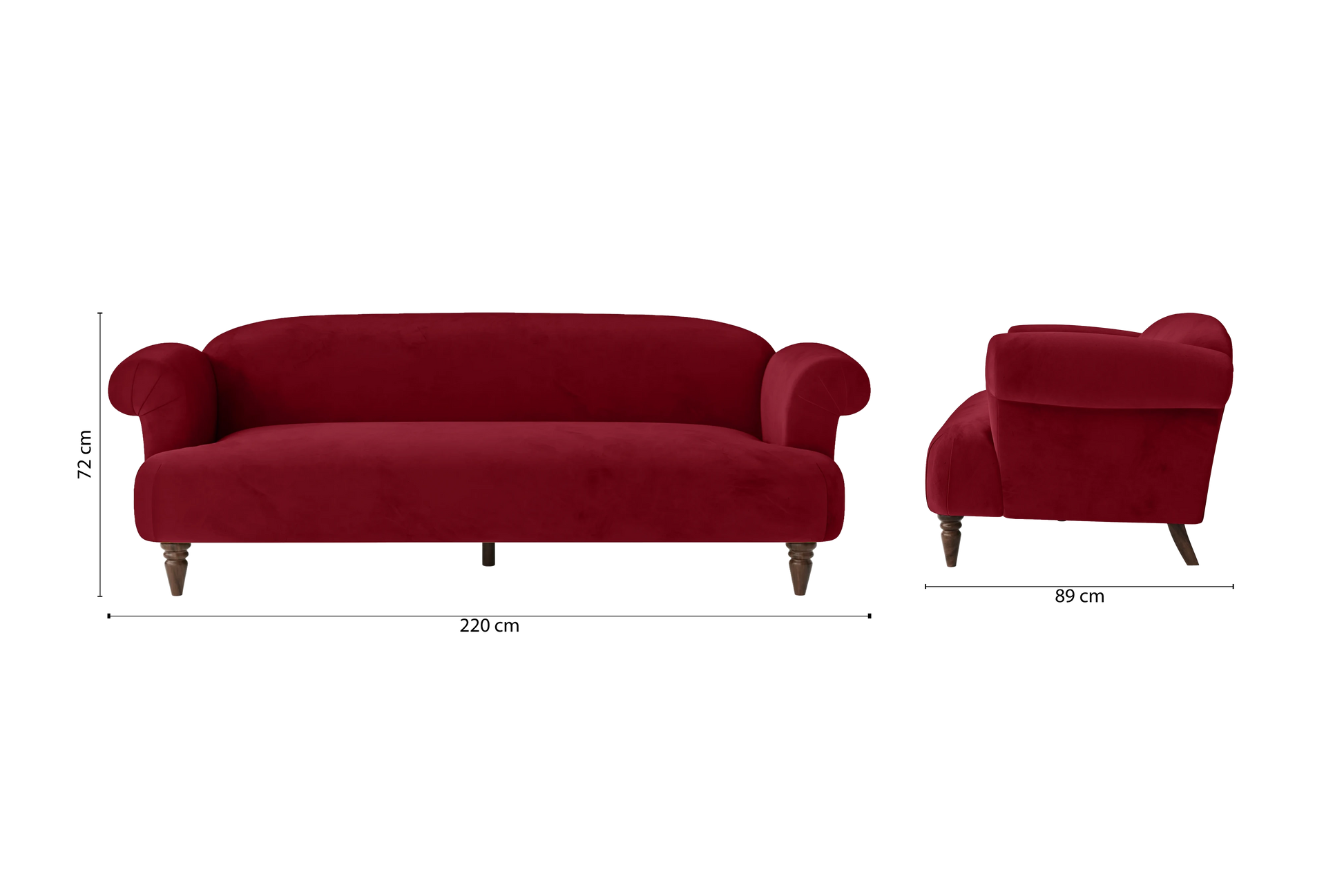 Barberton 4 Seater Sofa Red Velvet