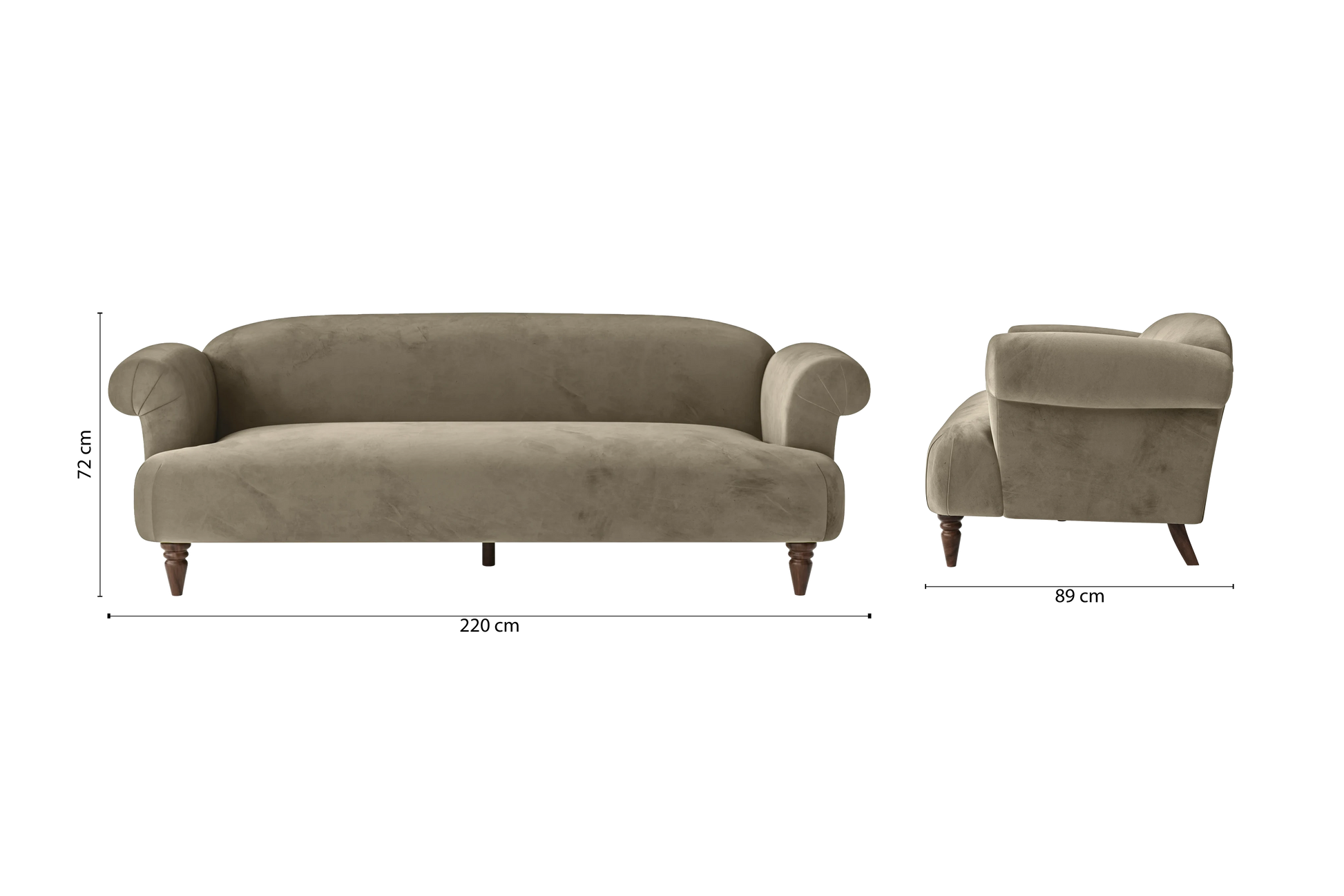 Barberton 4 Seater Sofa Sand Velvet