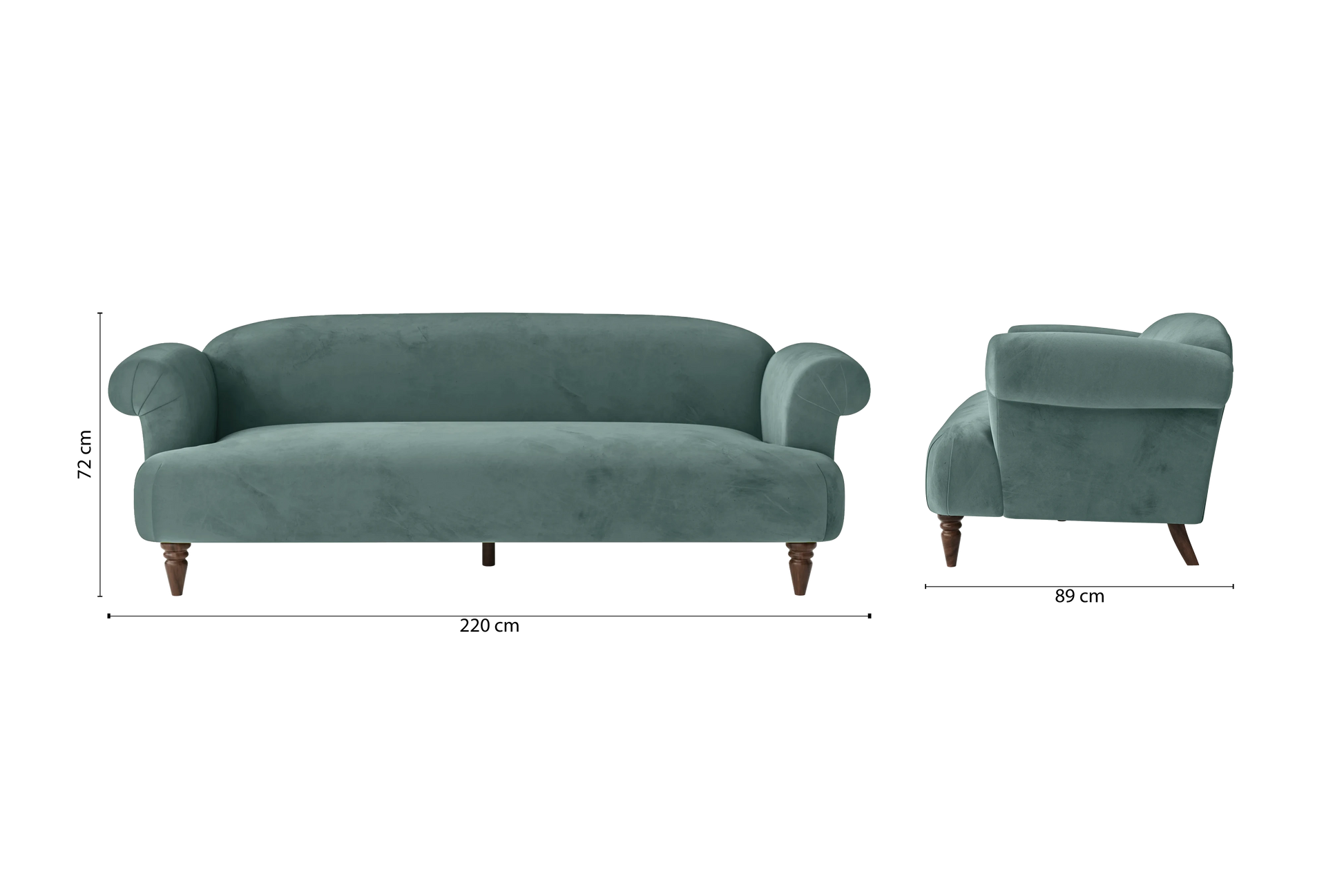 Barberton 4 Seater Sofa Teal Velvet