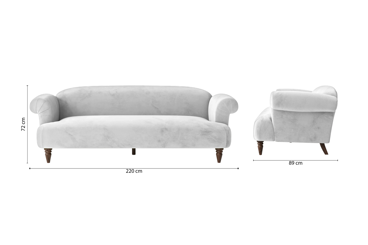 Barberton 4 Seater Sofa White Velvet