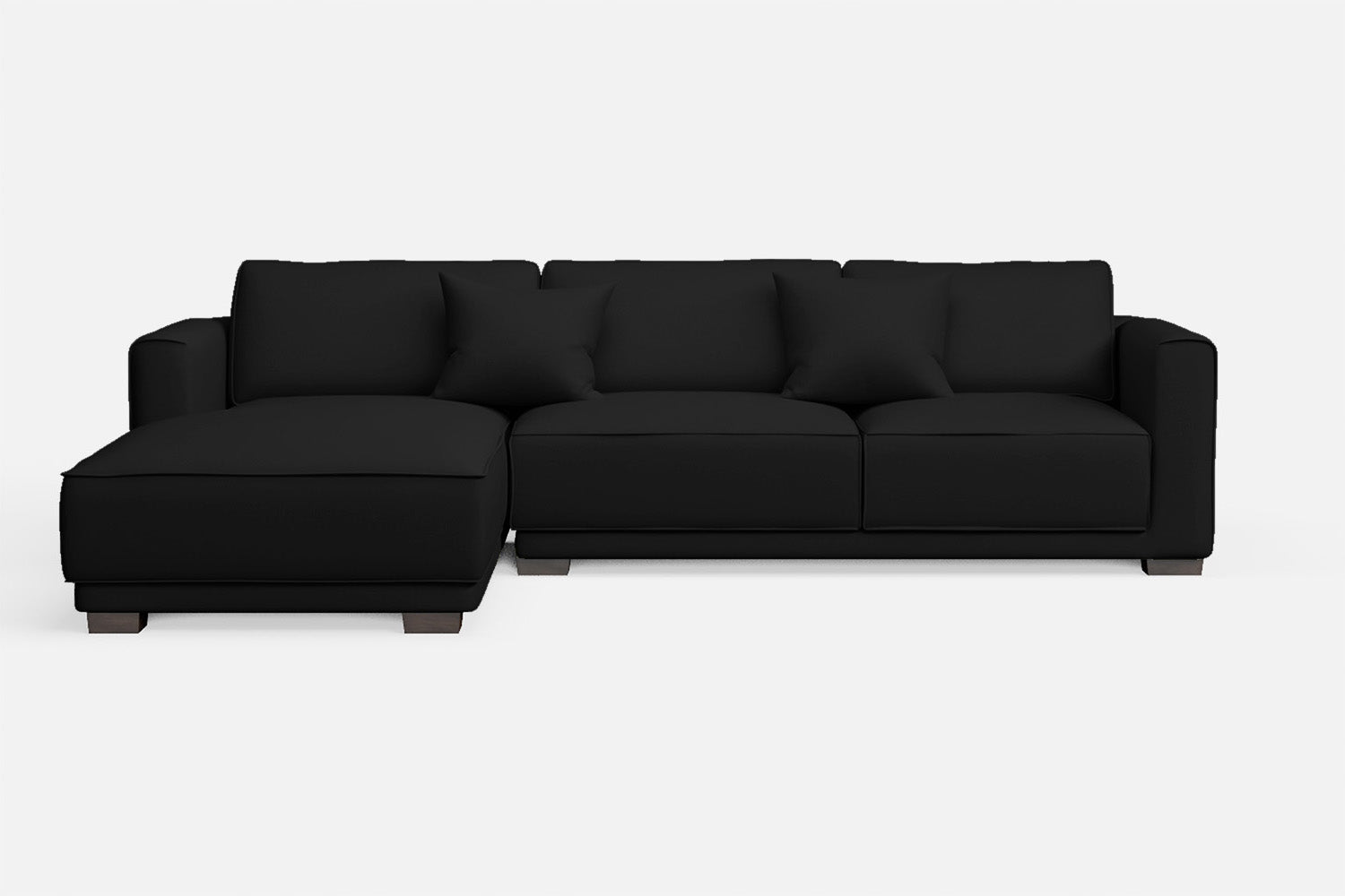 Barletta 3 Seater Left Hand Facing Chaise Lounge Corner Sofa Black Leather