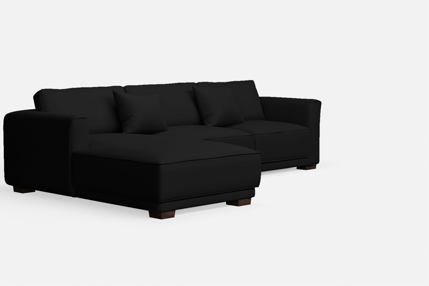 Barletta 3 Seater Left Hand Facing Chaise Lounge Corner Sofa Black Leather