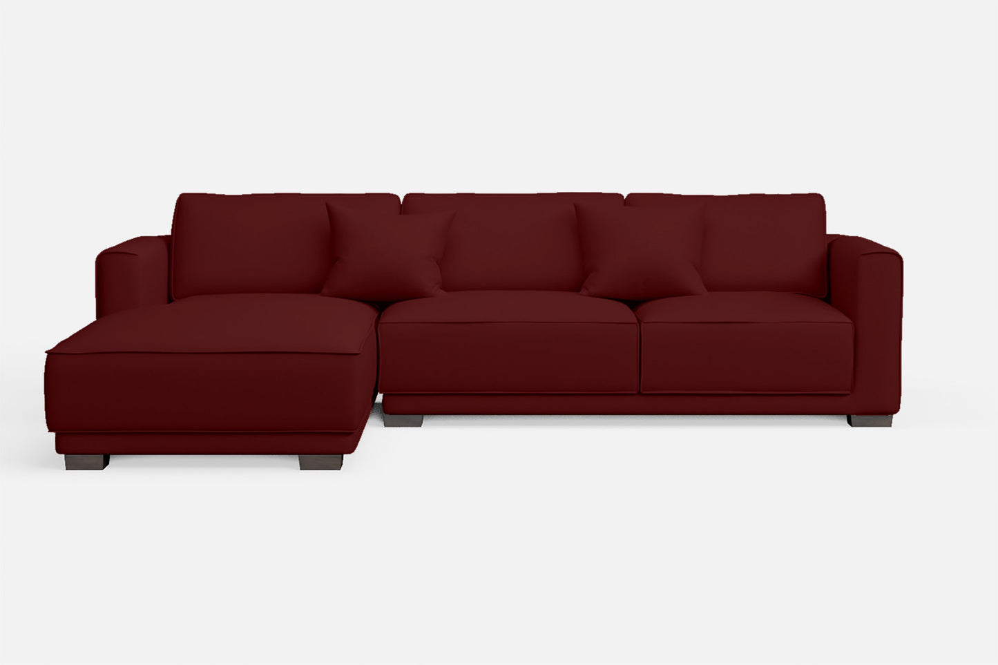 Barletta 3 Seater Left Hand Facing Chaise Lounge Corner Sofa Red Leather