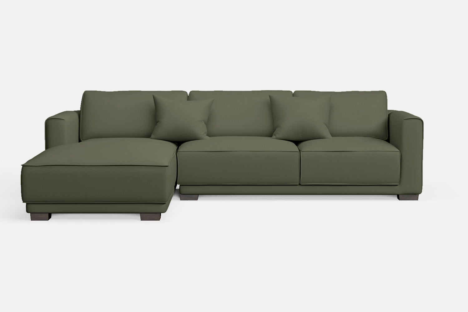 Barletta 3 Seater Left Hand Facing Chaise Lounge Corner Sofa Sage Leather