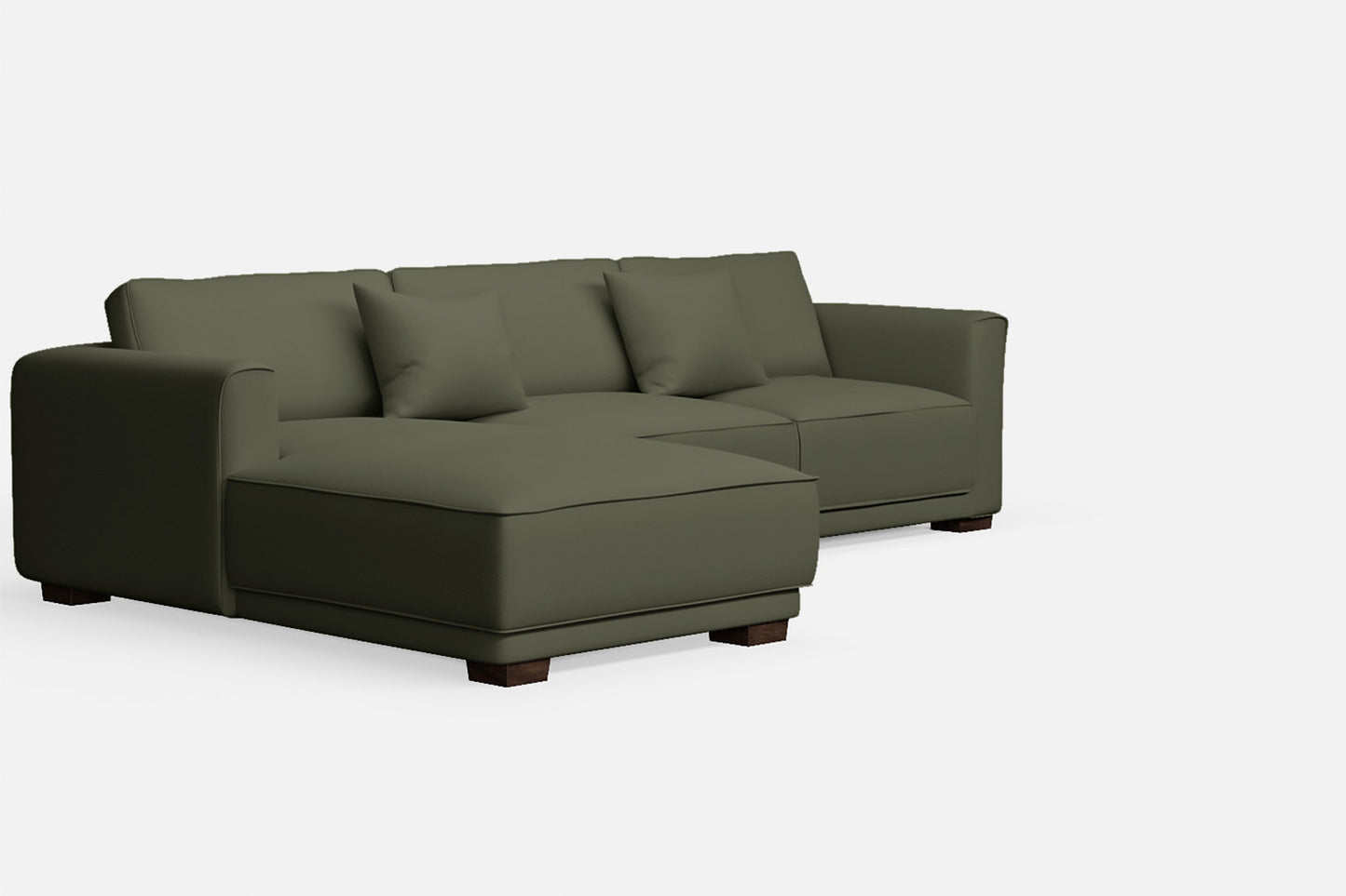 Barletta 3 Seater Left Hand Facing Chaise Lounge Corner Sofa Sage Leather