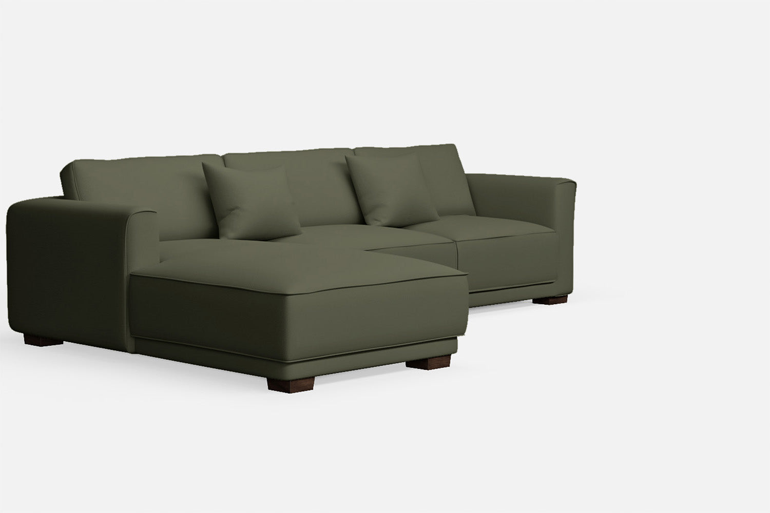 Barletta 3 Seater Left Hand Facing Chaise Lounge Corner Sofa Sage Leather