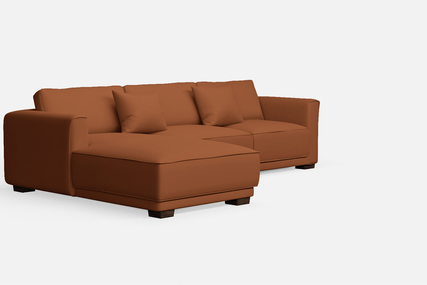 Barletta 3 Seater Left Hand Facing Chaise Lounge Corner Sofa Tan Brown Leather